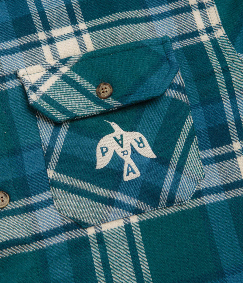by Parra Crow Flannel Shirt in Pine Green