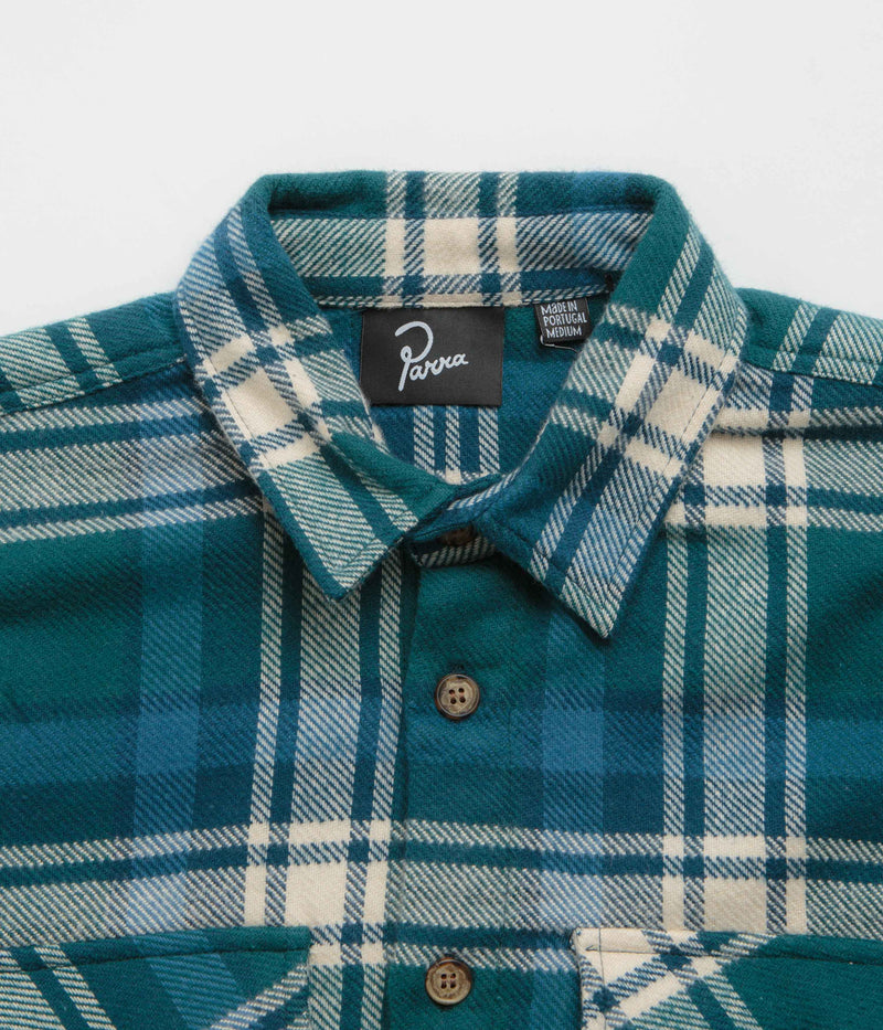 by Parra Crow Flannel Shirt in Pine Green