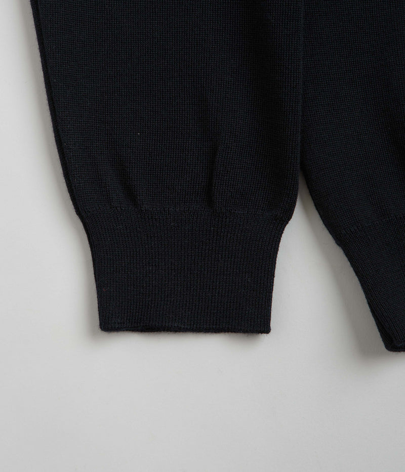 by Parra Flower Blob Knitted Polo Shirt in Midnight Blue