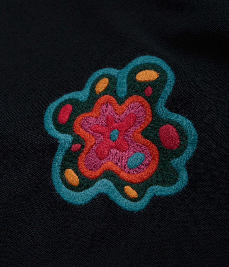 by Parra Flower Blob Knitted Polo Shirt in Midnight Blue