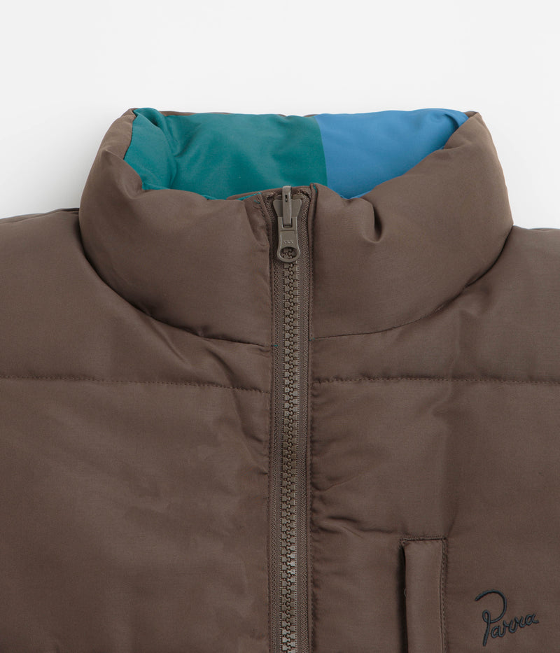 by Parra Protect The Sun Reversible Puffer Jacket in Brown