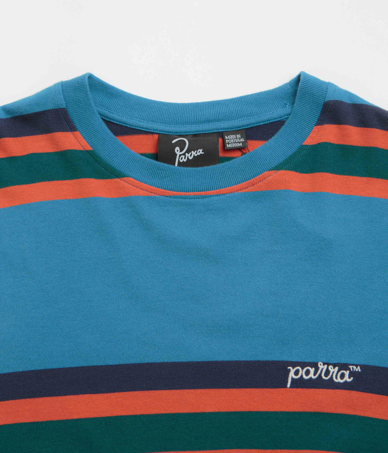 by Parra Script Striped T-Shirt in Blue