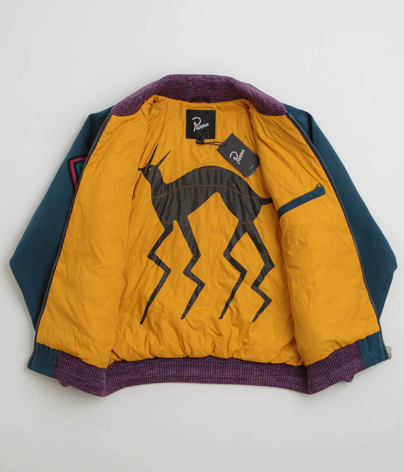 by Parra Skull Stalker Varsity Jacket in Washed Blue