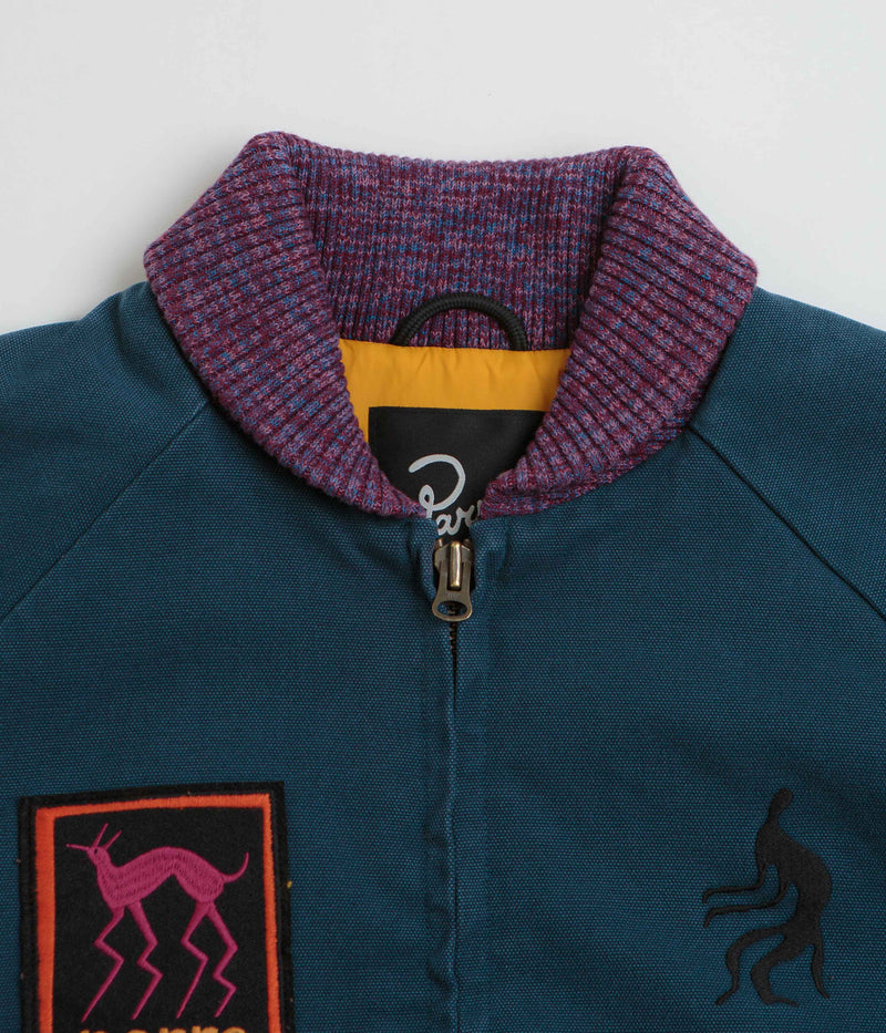 by Parra Skull Stalker Varsity Jacket in Washed Blue