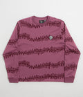 by Parra Stitched Skull Long Sleeve T-Shirt in Washed Magenta