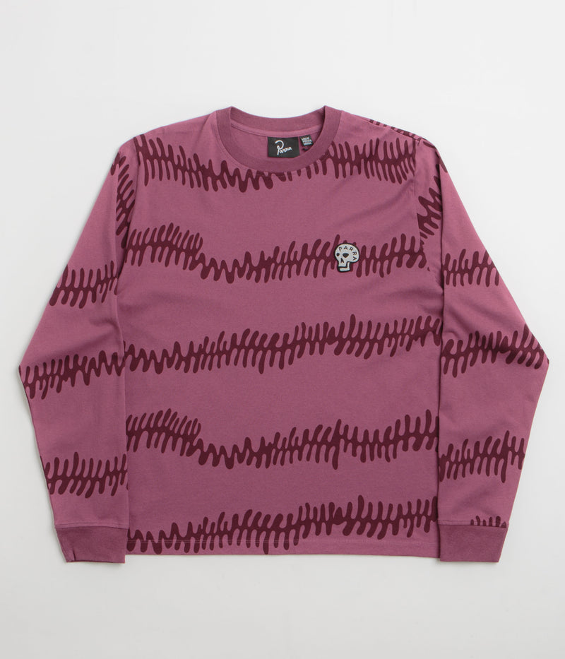 by Parra Stitched Skull Long Sleeve T-Shirt in Washed Magenta