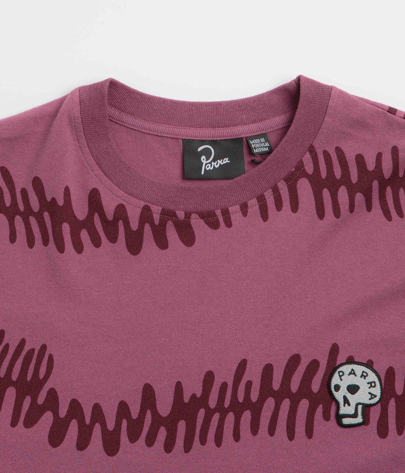 by Parra Stitched Skull Long Sleeve T-Shirt in Washed Magenta