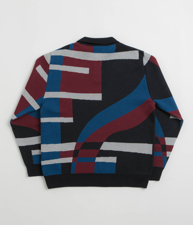 by Parra Vertical Forest Knitted Polo Shirt in Blue