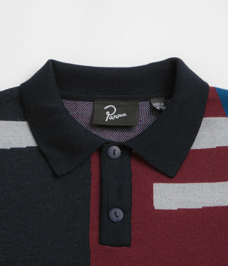 by Parra Vertical Forest Knitted Polo Shirt in Blue