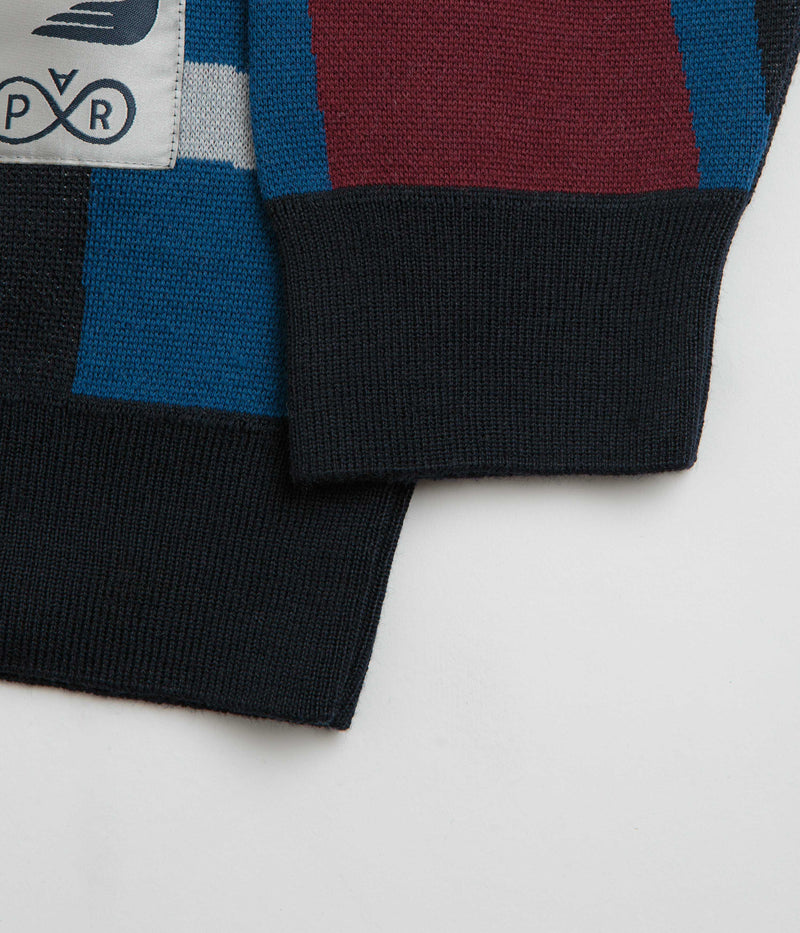 by Parra Vertical Forest Knitted Polo Shirt in Blue
