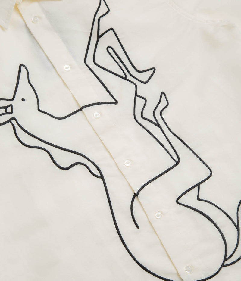 by Parra Vertical Horse Short Sleeve Shirt in Off White