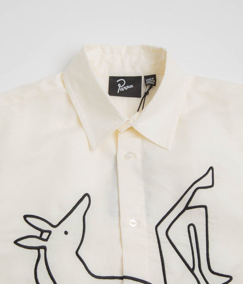 by Parra Vertical Horse Short Sleeve Shirt in Off White