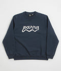 by Parra Water Wave Logo Crewneck Sweatshirt in Navy Blue