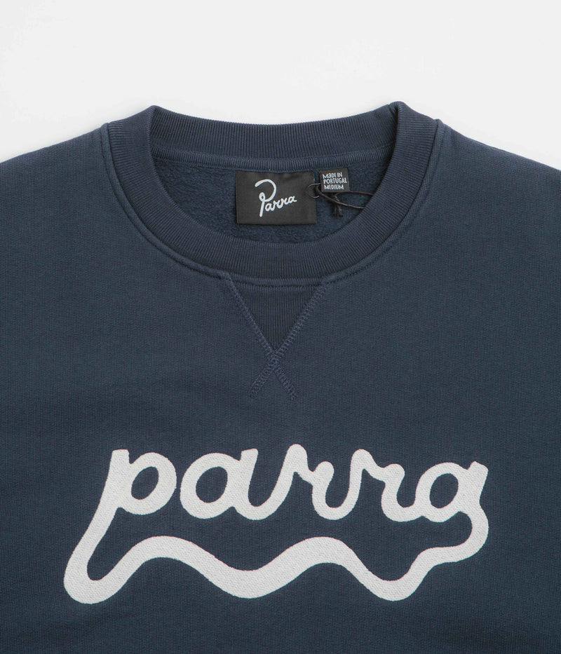 by Parra Water Wave Logo Crewneck Sweatshirt in Navy Blue