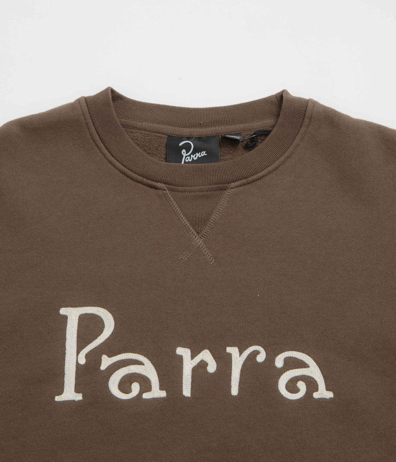 by Parra Weird Trad Logo Crewneck Sweatshirt in Brown