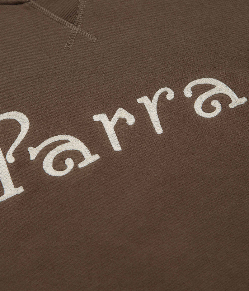 by Parra Weird Trad Logo Crewneck Sweatshirt in Brown