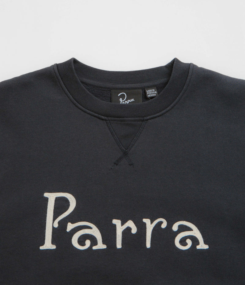 by Parra Weird Trad Logo Crewneck Sweatshirt in Dark Navy