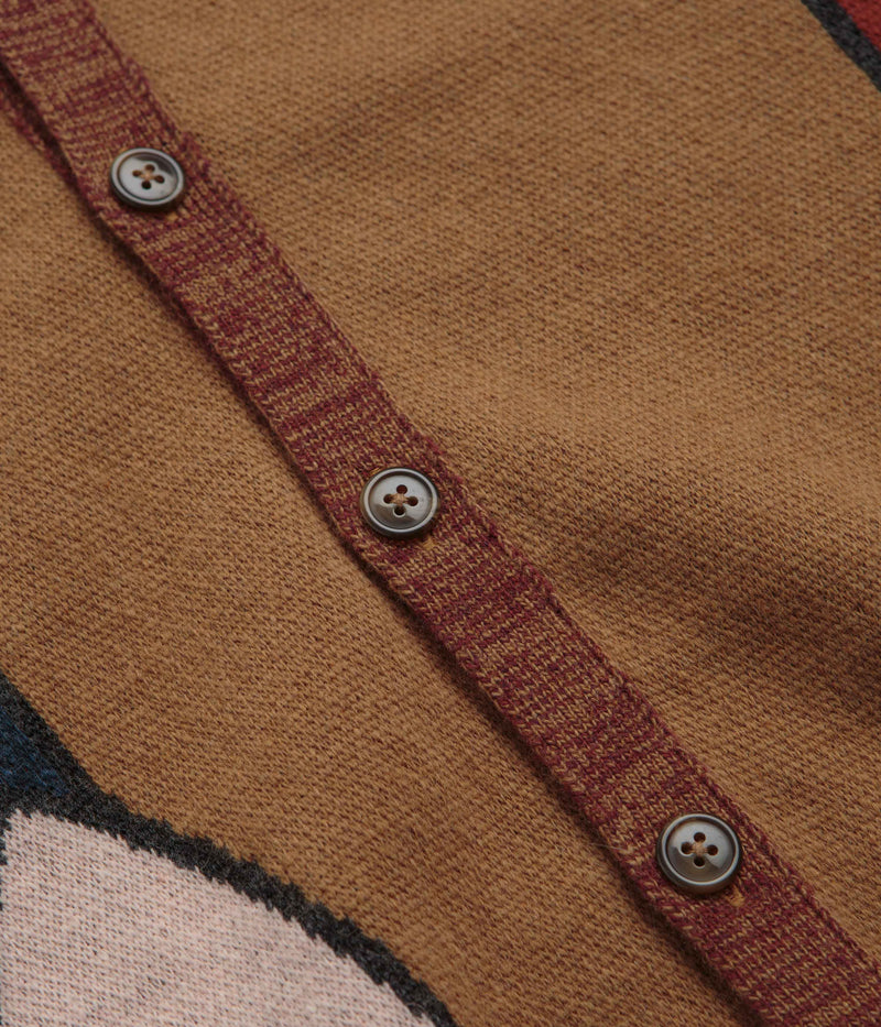 by Parra Your Stupid Shed Knitted Cardigan in Brown