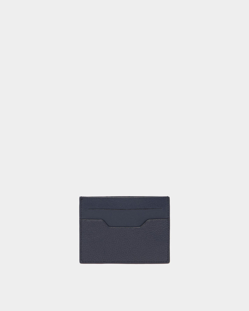 Capitol Card Holder in Navy Blue Grained Leather