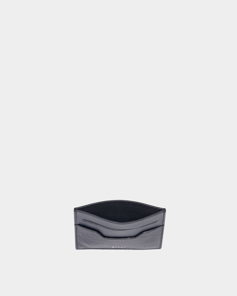 Capitol Card Holder in Navy Blue Grained Leather