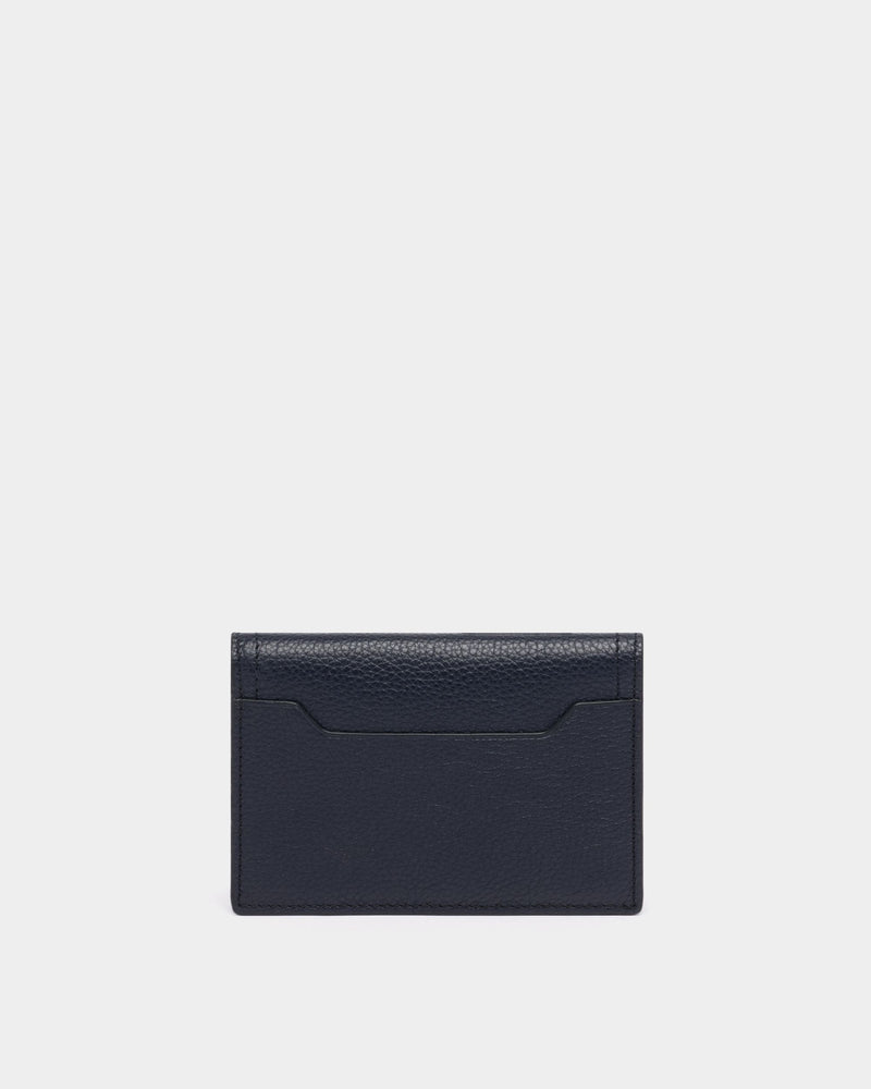 Capitol Card Holder in Navy Blue Grained Leather