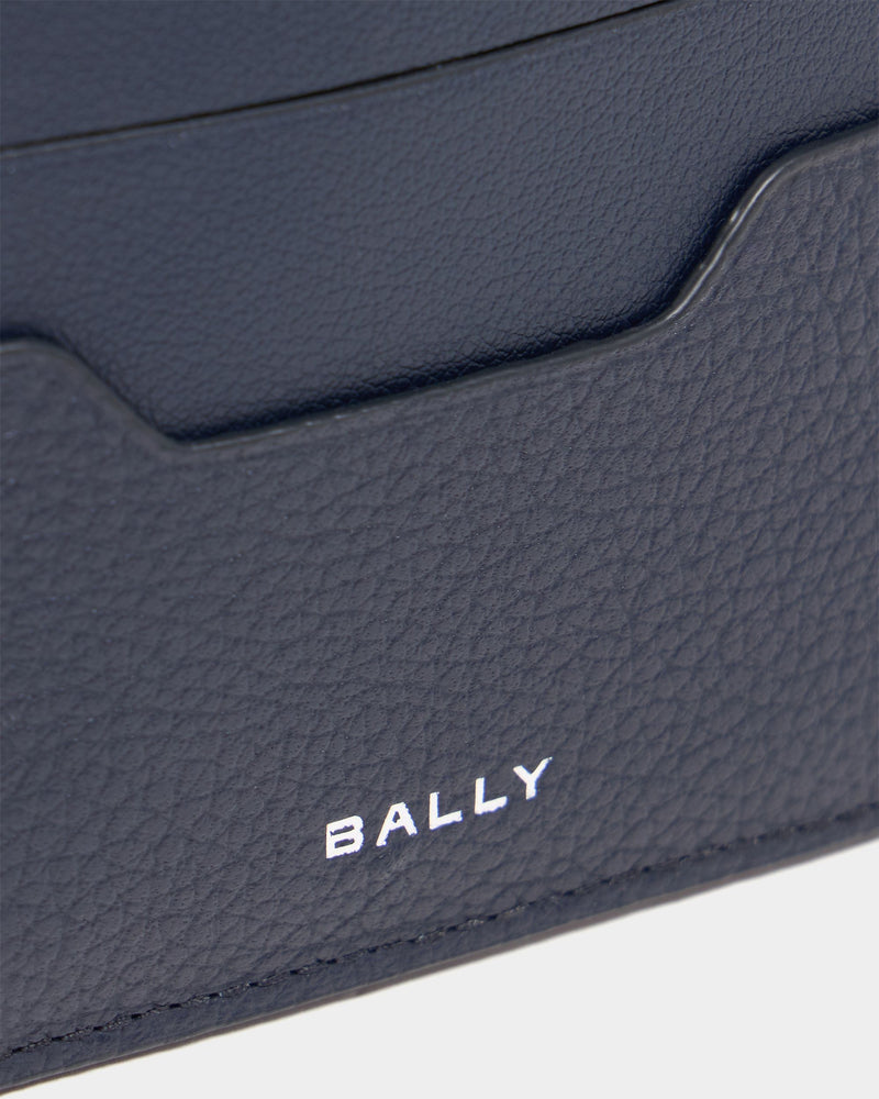 Capitol Card Holder in Navy Blue Grained Leather