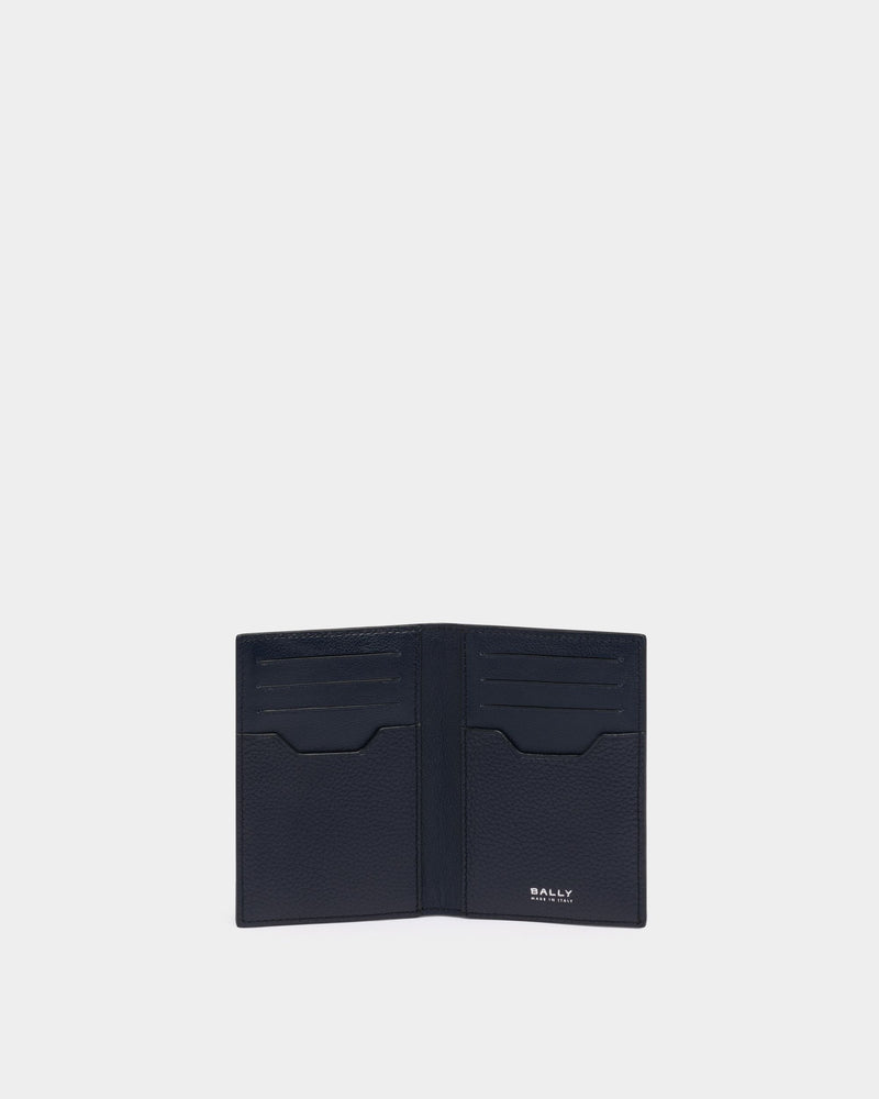Capitol Card Holder in Navy Blue Grained Leather