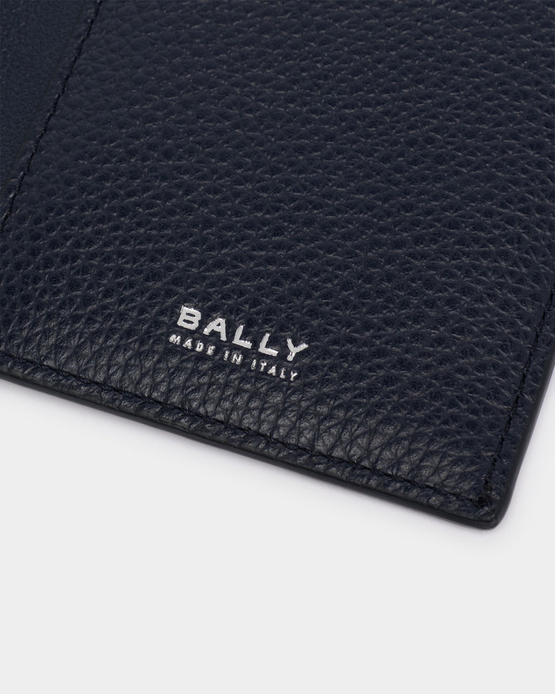 Capitol Card Holder in Navy Blue Grained Leather