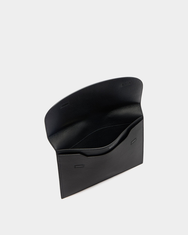 Capitol Flap Bag in Black Grained Leather