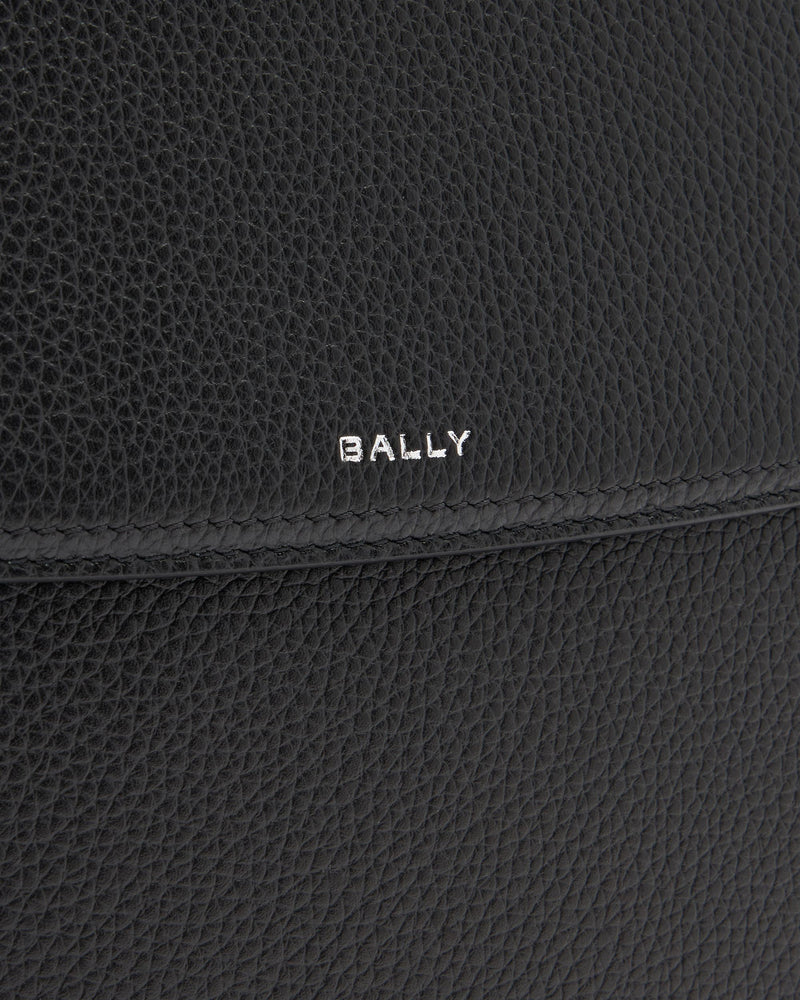 Capitol Flap Bag in Black Grained Leather