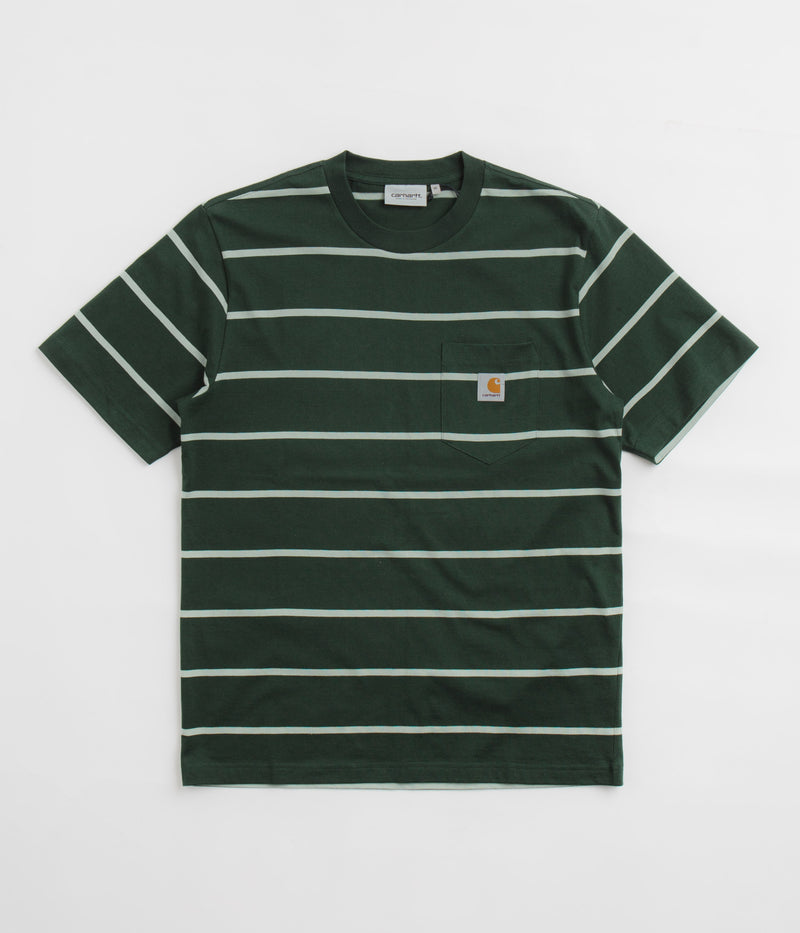 Carhartt Aiken Pocket T-Shirt in Aiken Stripe and Conifer