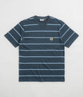 Carhartt Aiken Pocket T-Shirt in Aiken Stripe and Dusky Blue