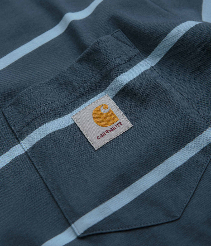 Carhartt Aiken Pocket T-Shirt in Aiken Stripe and Dusky Blue
