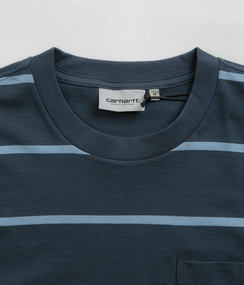Carhartt Aiken Pocket T-Shirt in Aiken Stripe and Dusky Blue