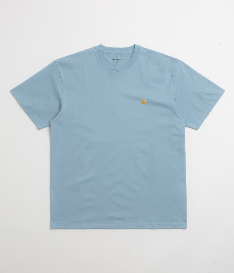 Carhartt Chase T-Shirt in Frosted Blue and Gold