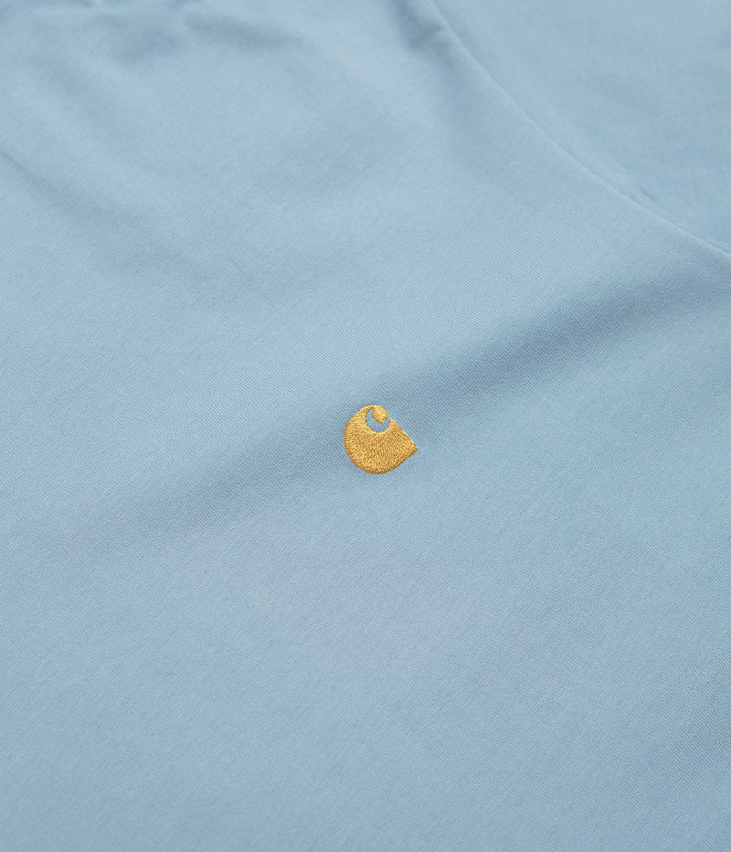 Carhartt Chase T-Shirt in Frosted Blue and Gold