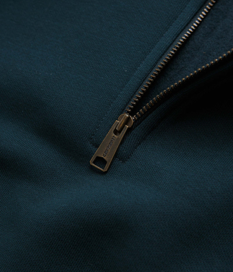 Carhartt Chase Zip Neck Sweatshirt in Duck Blue and Gold