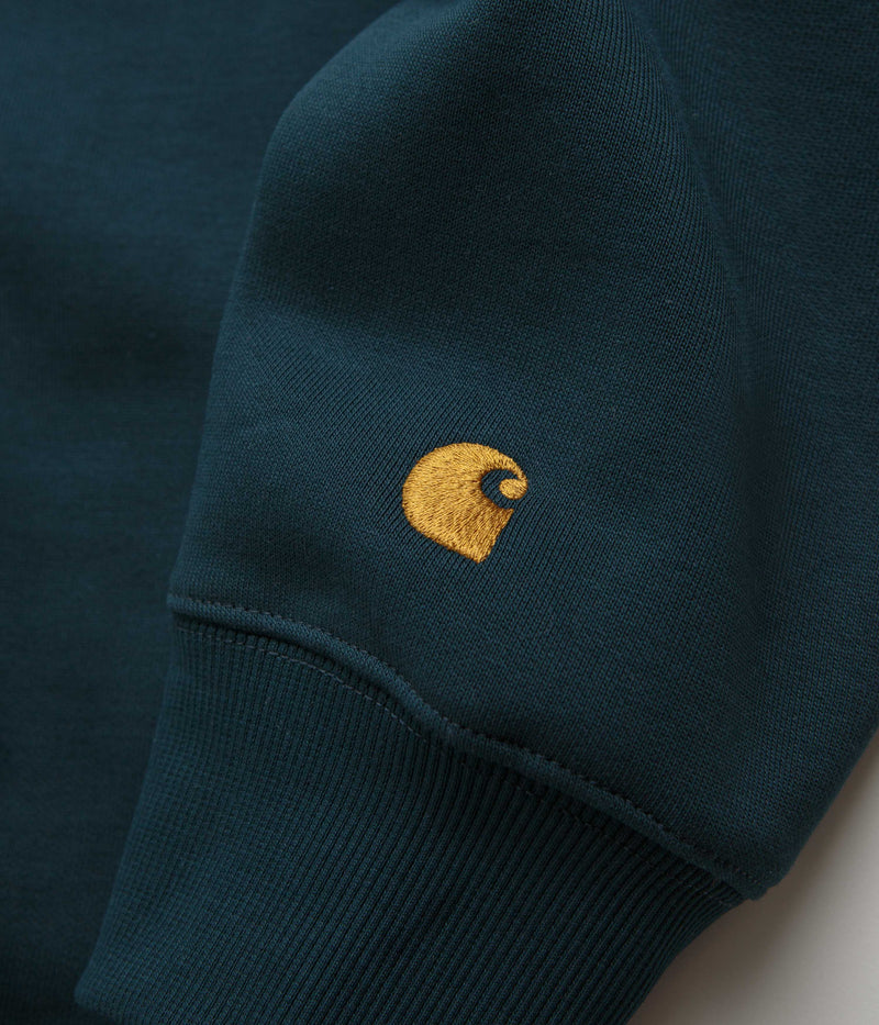 Carhartt Chase Zip Neck Sweatshirt in Duck Blue and Gold