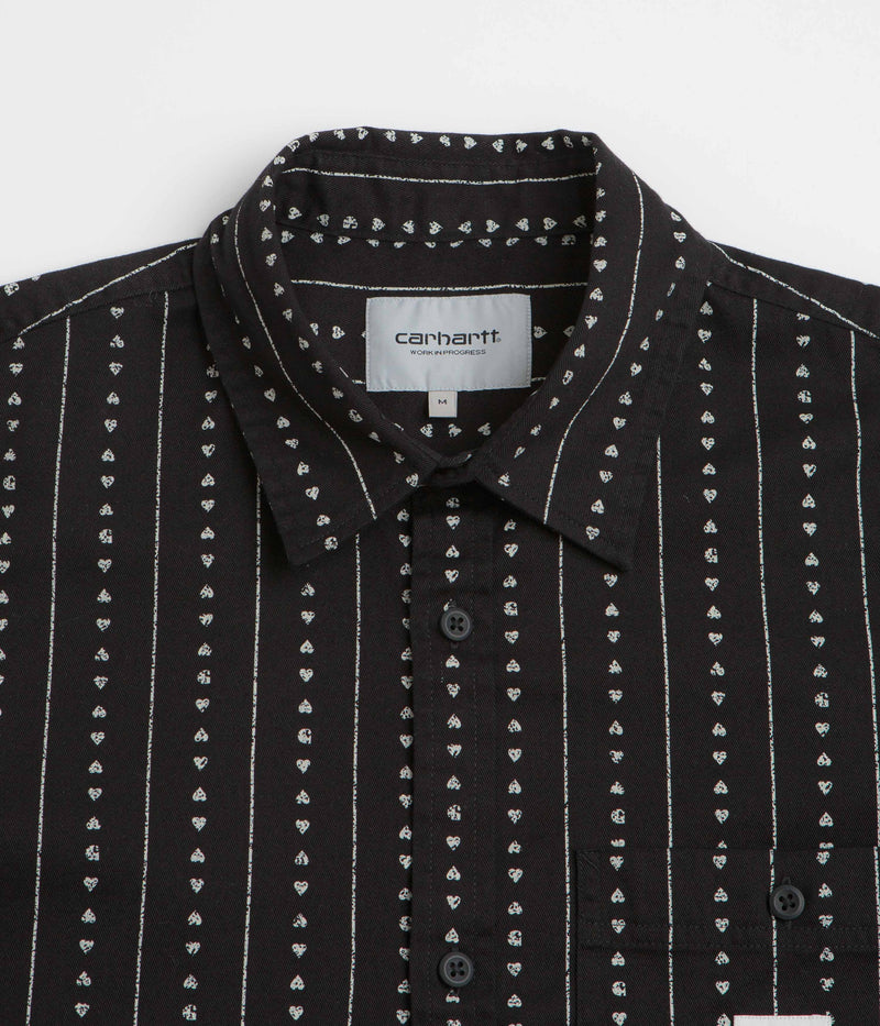 Carhartt Drewe Short Sleeve Shirt in Heart C Pinstripe and Black / Natural