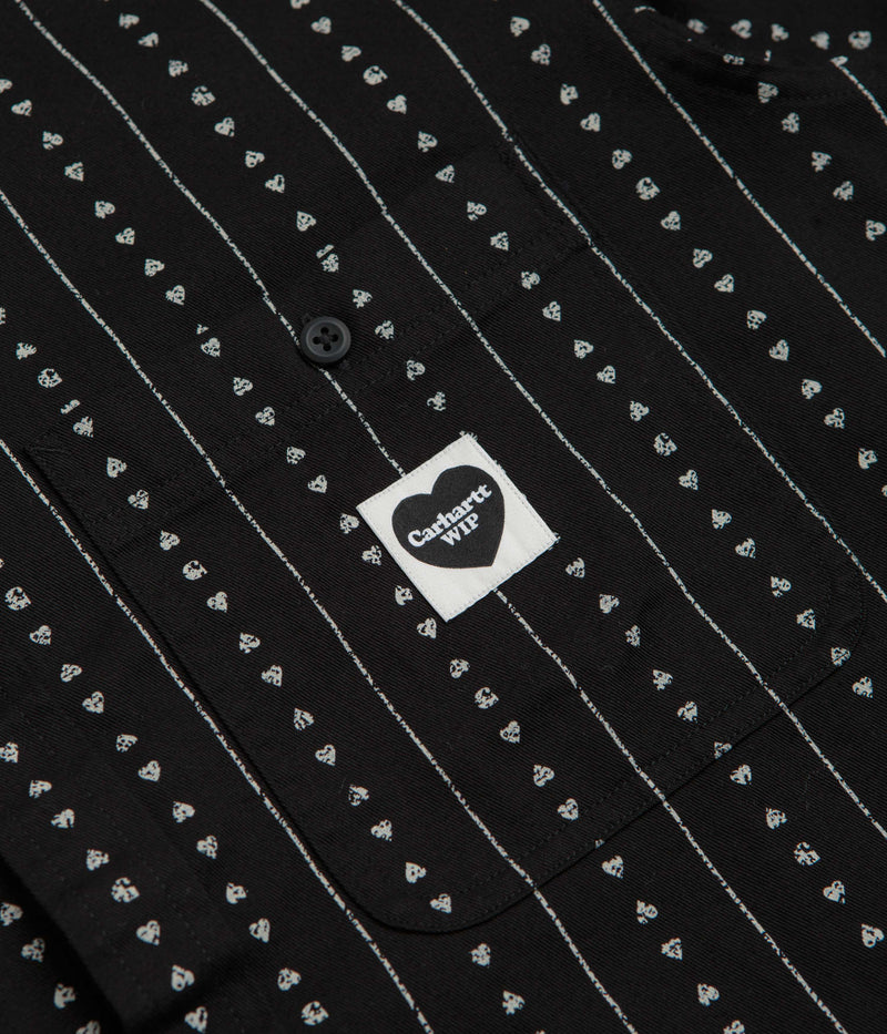 Carhartt Drewe Short Sleeve Shirt in Heart C Pinstripe and Black / Natural