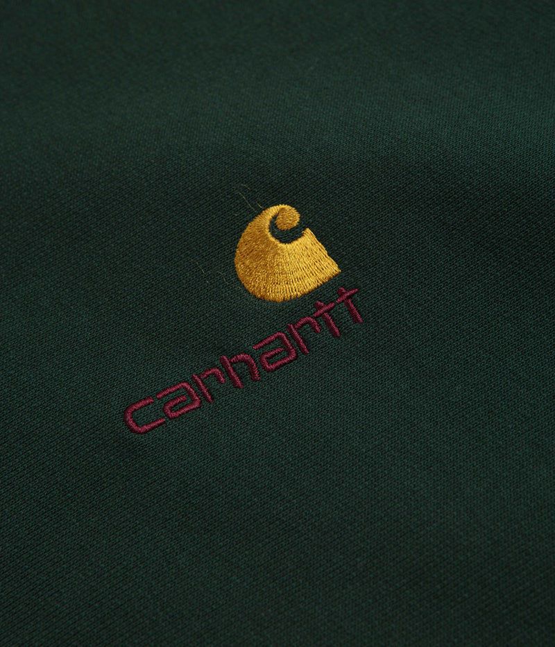 Carhartt Half Zip American Script Sweatshirt in Conifer