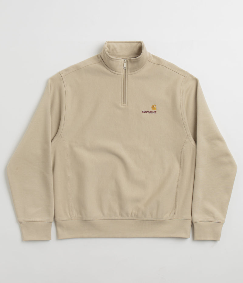 Carhartt Half Zip American Script Sweatshirt in Fleur De Sel