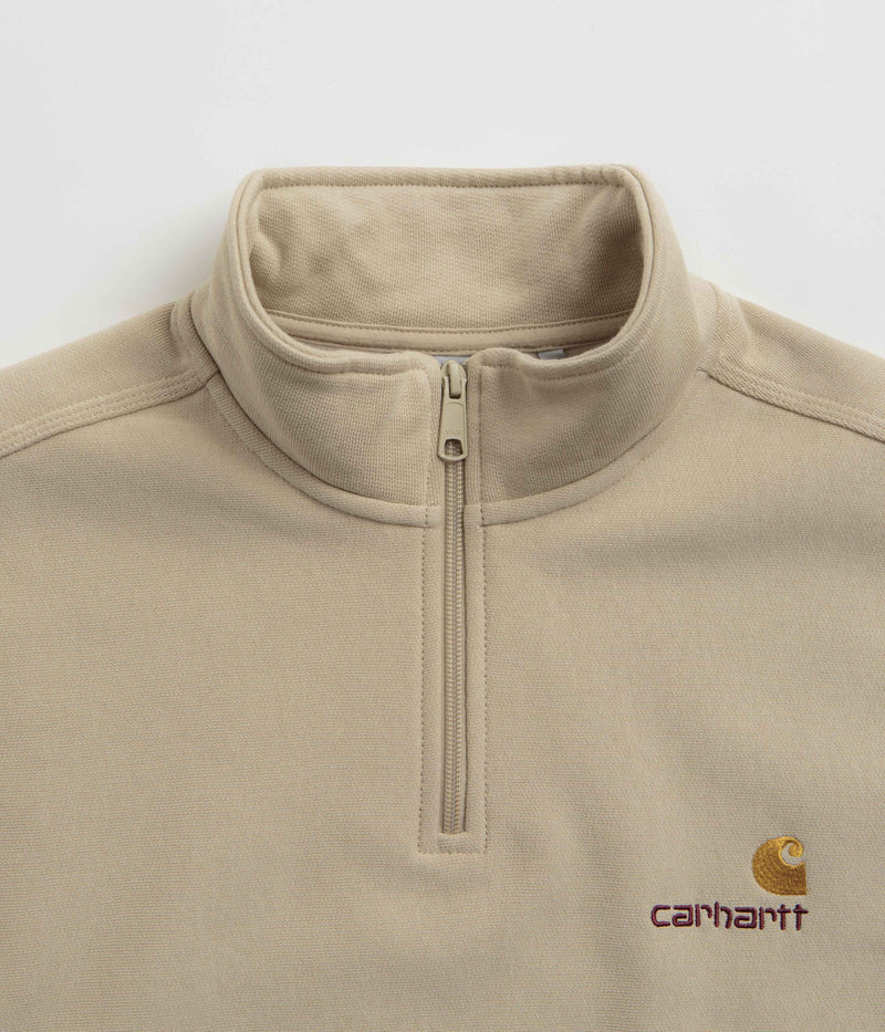 Carhartt Half Zip American Script Sweatshirt in Fleur De Sel