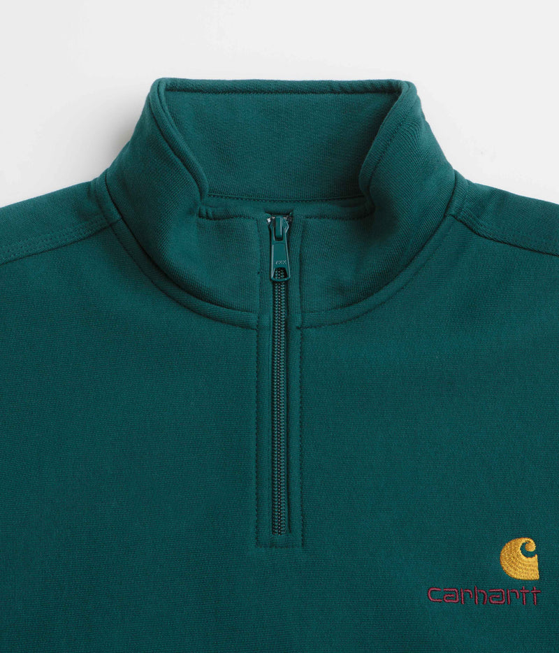 Carhartt Half Zip American Script Sweatshirt in Malachite