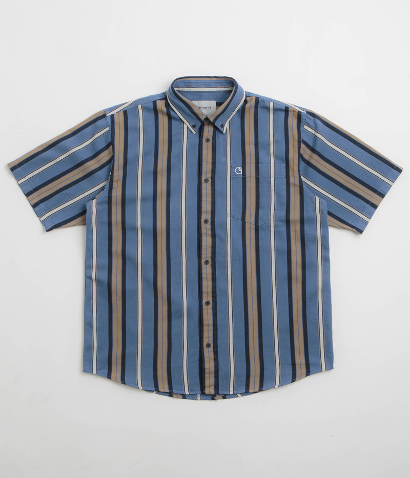 Carhartt Jarrell Short Sleeve Shirt in Jarrell Stripe and Blue Iris / Wax