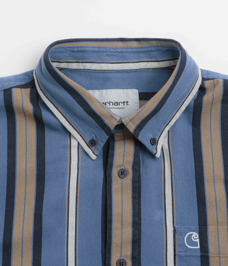 Carhartt Jarrell Short Sleeve Shirt in Jarrell Stripe and Blue Iris / Wax