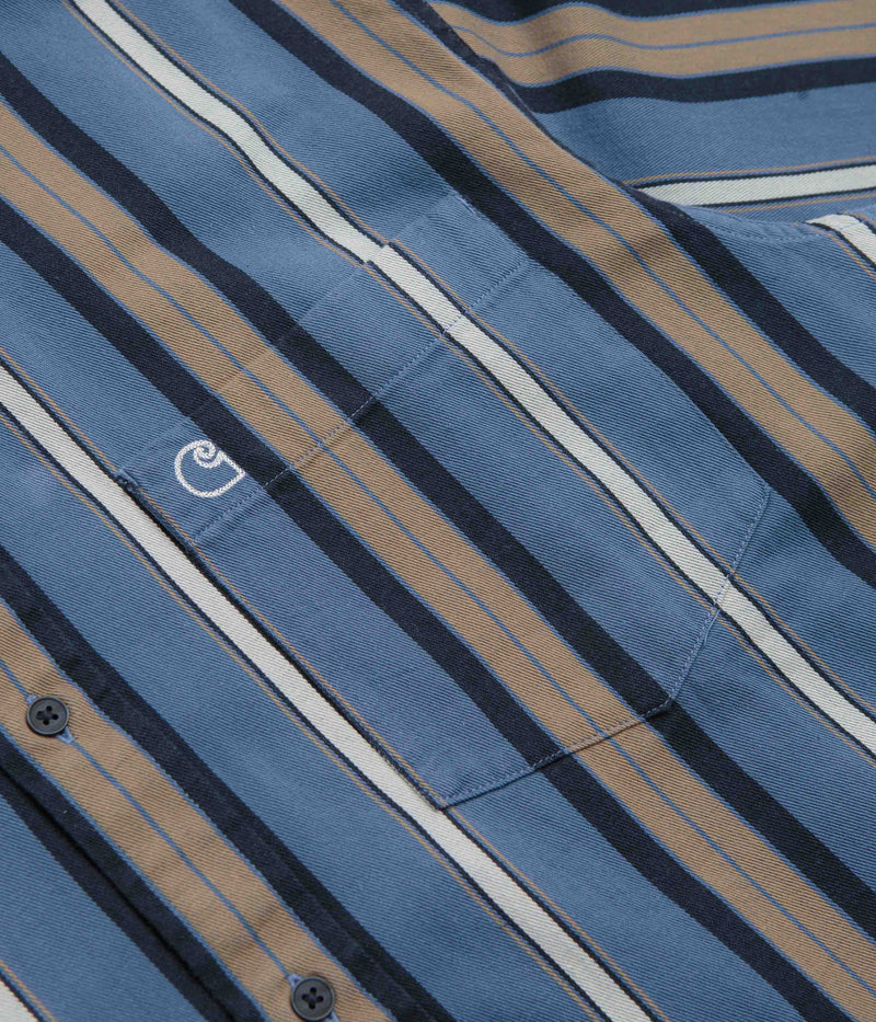 Carhartt Jarrell Short Sleeve Shirt in Jarrell Stripe and Blue Iris / Wax