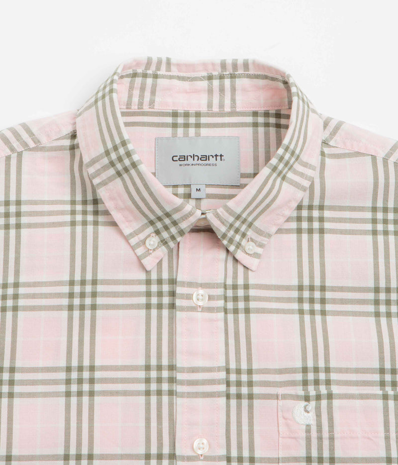 Carhartt Niven Short Sleeve Shirt in Niven Check and Air Pink / Wax