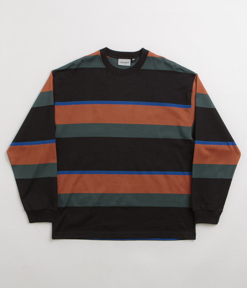 Carhartt Sundling Long Sleeve T-Shirt in Sundling Stripe and Deep Hamilton Brown