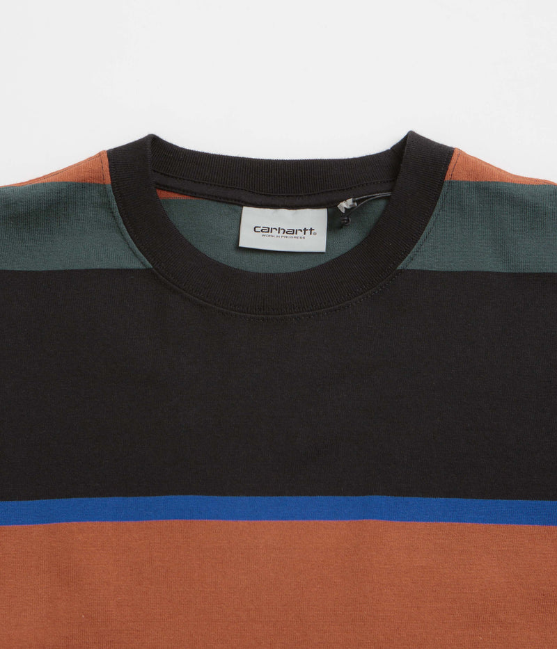 Carhartt Sundling Long Sleeve T-Shirt in Sundling Stripe and Deep Hamilton Brown